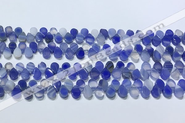 CAA5318 Top drilled 6*8mm flat teardrop line agate beads