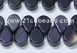 CAA5320 Top drilled 6*8mm flat teardrop line agate beads