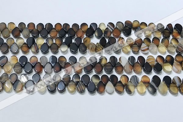 CAA5321 Top drilled 6*8mm flat teardrop line agate beads