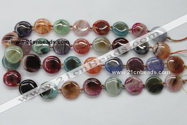 CAA543 15.5 inches 20mm flat round dyed madagascar agate beads