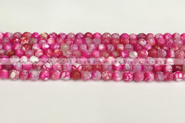 CAA5501 15 inches 6mm faceted round fire crackle agate beads