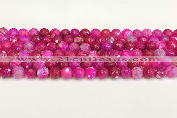 CAA5513 15 inches 8mm faceted round fire crackle agate beads