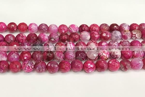 CAA5522 15 inches 10mm faceted round fire crackle agate beads