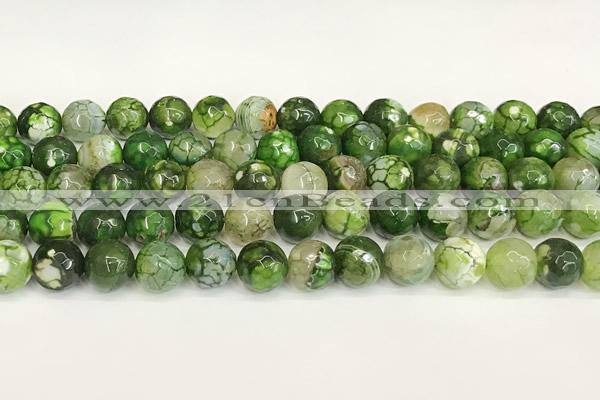 CAA5528 15 inches 10mm faceted round fire crackle agate beads