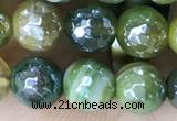 CAA5574 15 inches 6mm faceted round AB-color banded agate beads