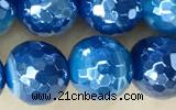 CAA5583 15 inches 8mm faceted round AB-color banded agate beads