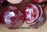 CAA5592 15 inches 10mm faceted round AB-color banded agate beads