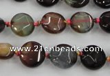 CAA560 15.5 inches 12mm faceted flat round dragon veins agate beads