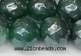 CAA5606 15 inches 10mm faceted round AB-color banded agate beads