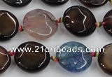 CAA562 15.5 inches 18mm faceted flat round dragon veins agate beads