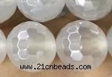 CAA5627 15 inches 10mm faceted round AB-color white agate beads