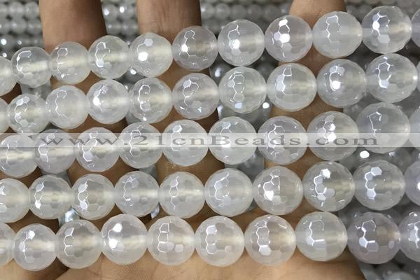 CAA5627 15 inches 10mm faceted round AB-color white agate beads
