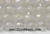 CAA5630 15 inches 6mm faceted round AB-color white agate beads