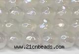 CAA5630 15 inches 6mm faceted round AB-color white agate beads