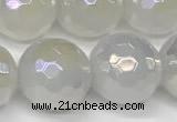 CAA5633 15 inches 12mm faceted round AB-color white agate beads