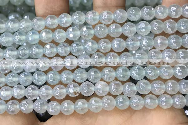 CAA5635 15 inches 6mm faceted round AB-color green agate beads