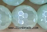 CAA5638 15 inches 12mm faceted round AB-color green agate beads