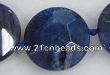 CAA567 15.5 inches 35mm faceted flat round dragon veins agate beads