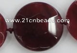 CAA568 15.5 inches 35mm faceted flat round dragon veins agate beads