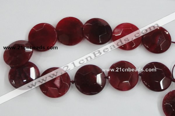 CAA568 15.5 inches 35mm faceted flat round dragon veins agate beads