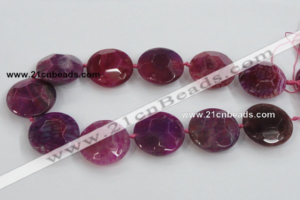 CAA570 15.5 inches 35mm faceted flat round dragon veins agate beads