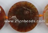 CAA571 15.5 inches 35mm faceted flat round dragon veins agate beads