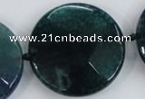 CAA572 15.5 inches 40mm faceted flat round dragon veins agate beads