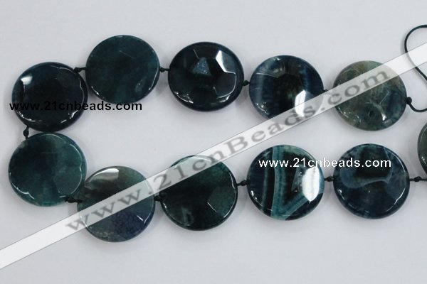 CAA572 15.5 inches 40mm faceted flat round dragon veins agate beads