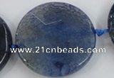 CAA573 15.5 inches 40mm faceted flat round dragon veins agate beads