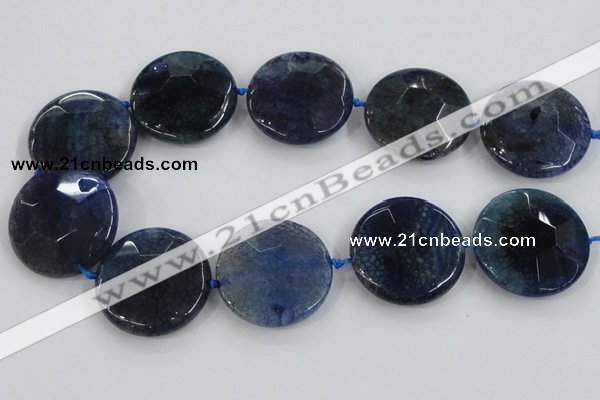 CAA573 15.5 inches 40mm faceted flat round dragon veins agate beads