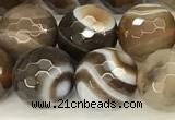 CAA5736 15 inches 8mm faceted round banded agate beads