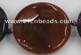 CAA574 15.5 inches 45mm faceted flat round dragon veins agate beads