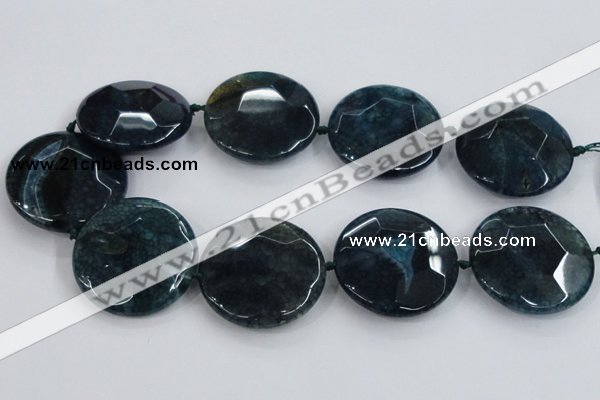 CAA575 15.5 inches 45mm faceted flat round dragon veins agate beads