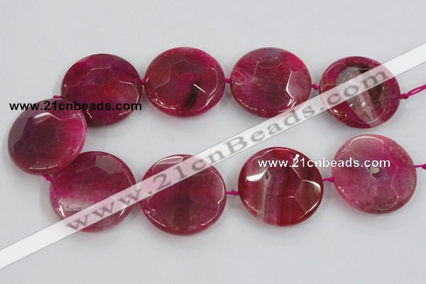 CAA576 15.5 inches 45mm faceted flat round dragon veins agate beads