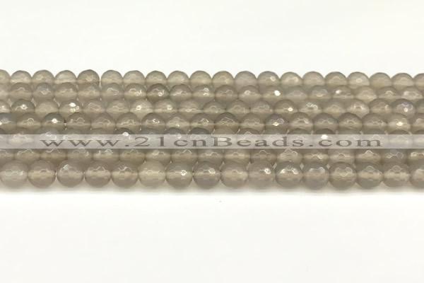 CAA5785 15 inches 6mm faceted round grey agate beads