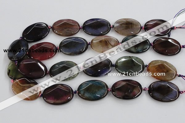 CAA581 15.5 inches 25*35mm faceted oval dragon veins agate beads