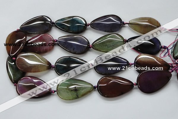 CAA588 15.5 inches 25*40mm faceted teardrop dragon veins agate beads