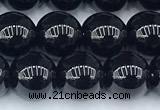 CAA5885 15 inches 8mm round black agate beads, 2mm hole