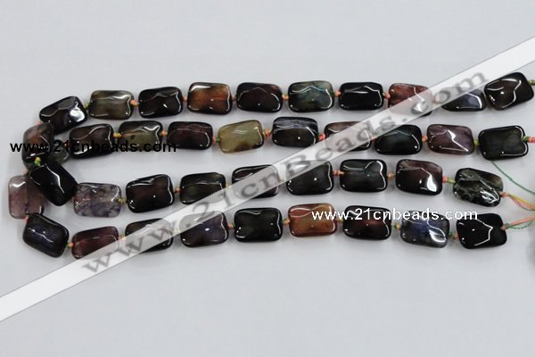 CAA589 15.5 inches 13*18mm faceted rectangle dragon veins agate beads