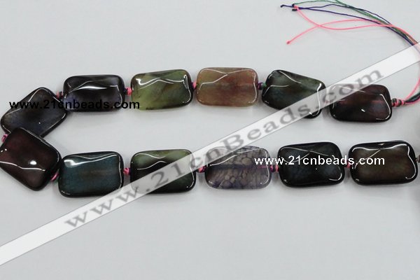 CAA590 15.5 inches 22*30mm faceted rectangle dragon veins agate beads