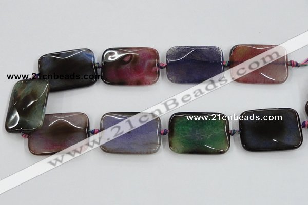 CAA592 15.5 inches 30*40mm faceted rectangle dragon veins agate beads