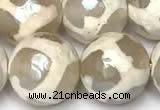 CAA5932 8mm, 10mm & 12mm faceted round AB-color tibetan agate beads