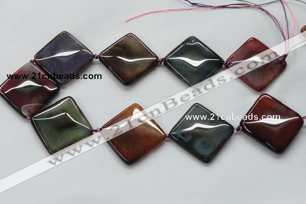 CAA594 15.5 inches 35*35mm faceted diamond dragon veins agate beads