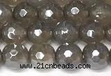 CAA5943 15 inches 6mm faceted round AB-color grey agate beads