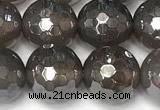 CAA5945 15 inches 10mm faceted round AB-color grey agate beads