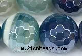 CAA5951 15 inches 12mm faceted round AB-color line agate beads