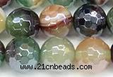 CAA5974 15 inches 8mm faceted round AB-color line agate beads
