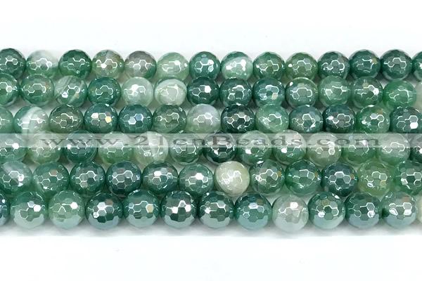 CAA5978 15 inches 8mm faceted round AB-color line agate beads