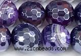 CAA5984 15 inches 10mm faceted round AB-color line agate beads