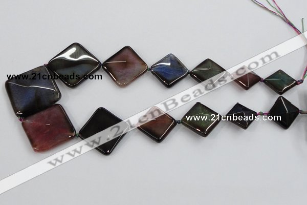 CAA600 20*20mm – 40*40mm faceted diamond dragon veins agate beads